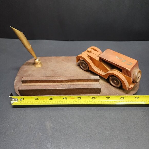 Vintage Wooden Car Desk Pen Holder Handmade Desk Display Decor - Picture 7 of 7